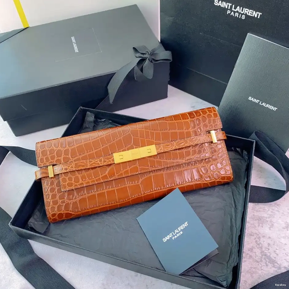 Rep ladies REP IN YSL MANHATTAN CROCODILE-EMBOSSED CLUTCH LEATHER 0515